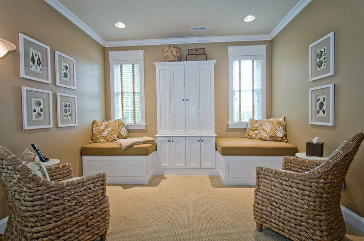 spacious seating area within bedroom