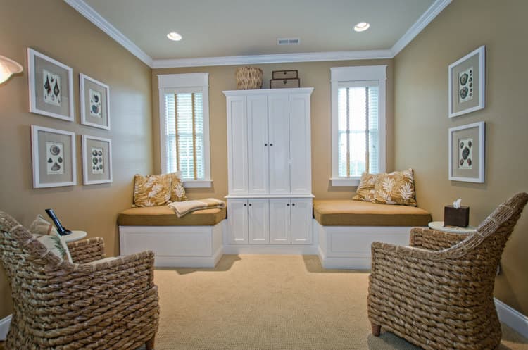 spacious seating area within bedroom