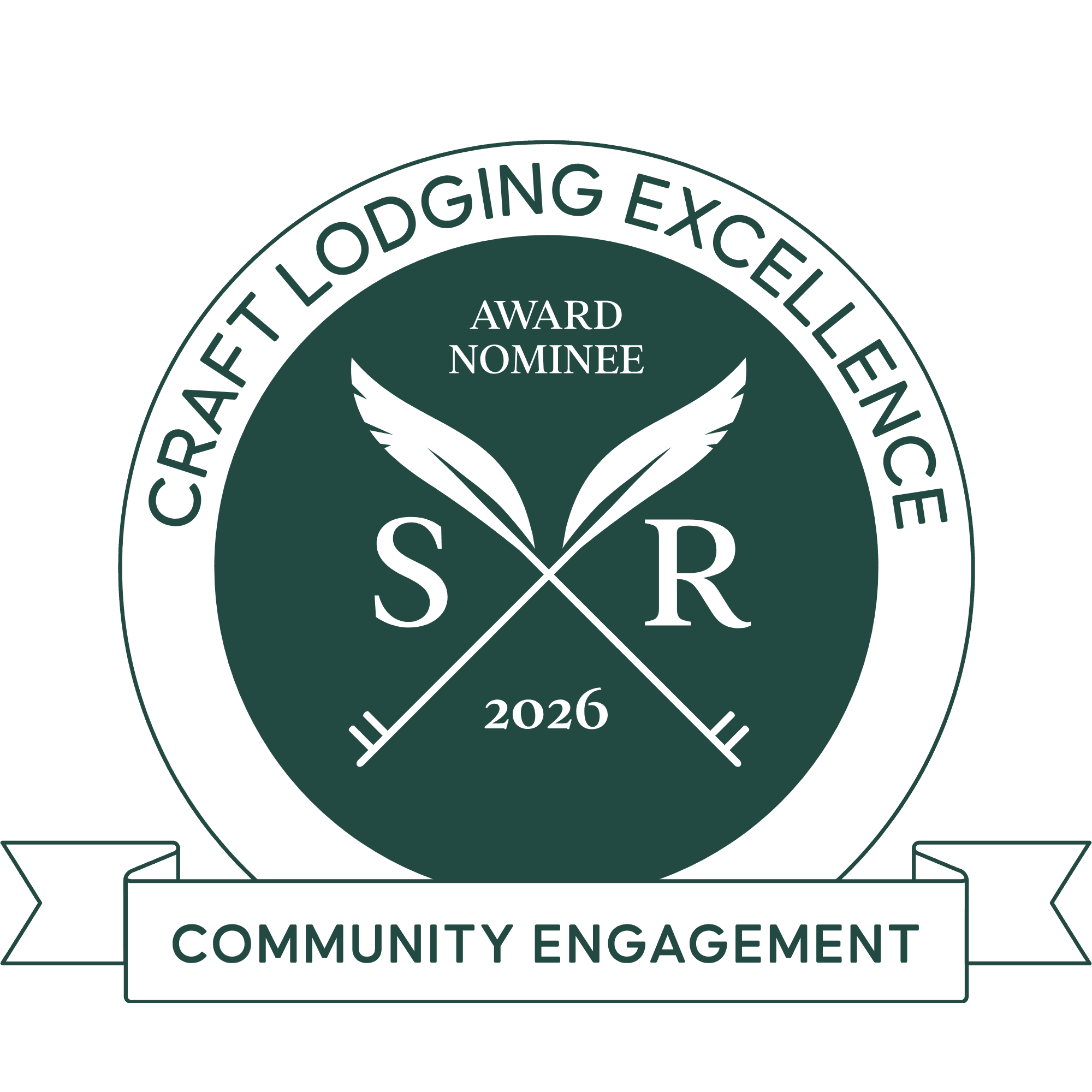 Award nominee badge for Craft Lodging Excellence in Community Engagement, 2026.