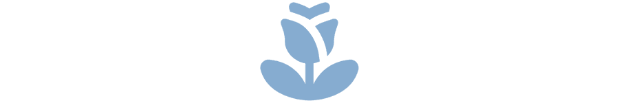 A minimalist blue floral logo design.